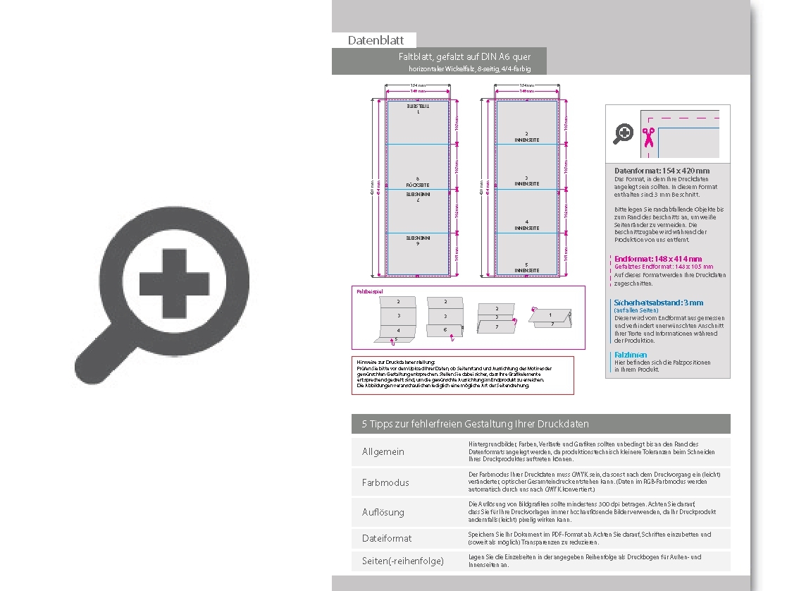 Product Bild faltblatt__gefalzt_auf_din_a6_quer__horizontaler_wickelfalz__8-seitig